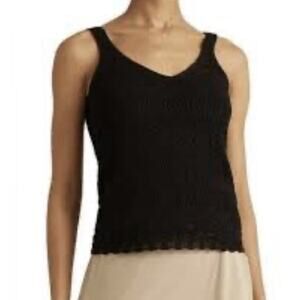 Lauren Ralph Lauren Women's Sleeveless Pointelle Sweater Tank Black Blouse S/P